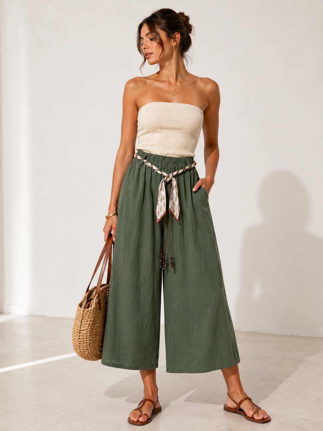 Pantalón capri olive