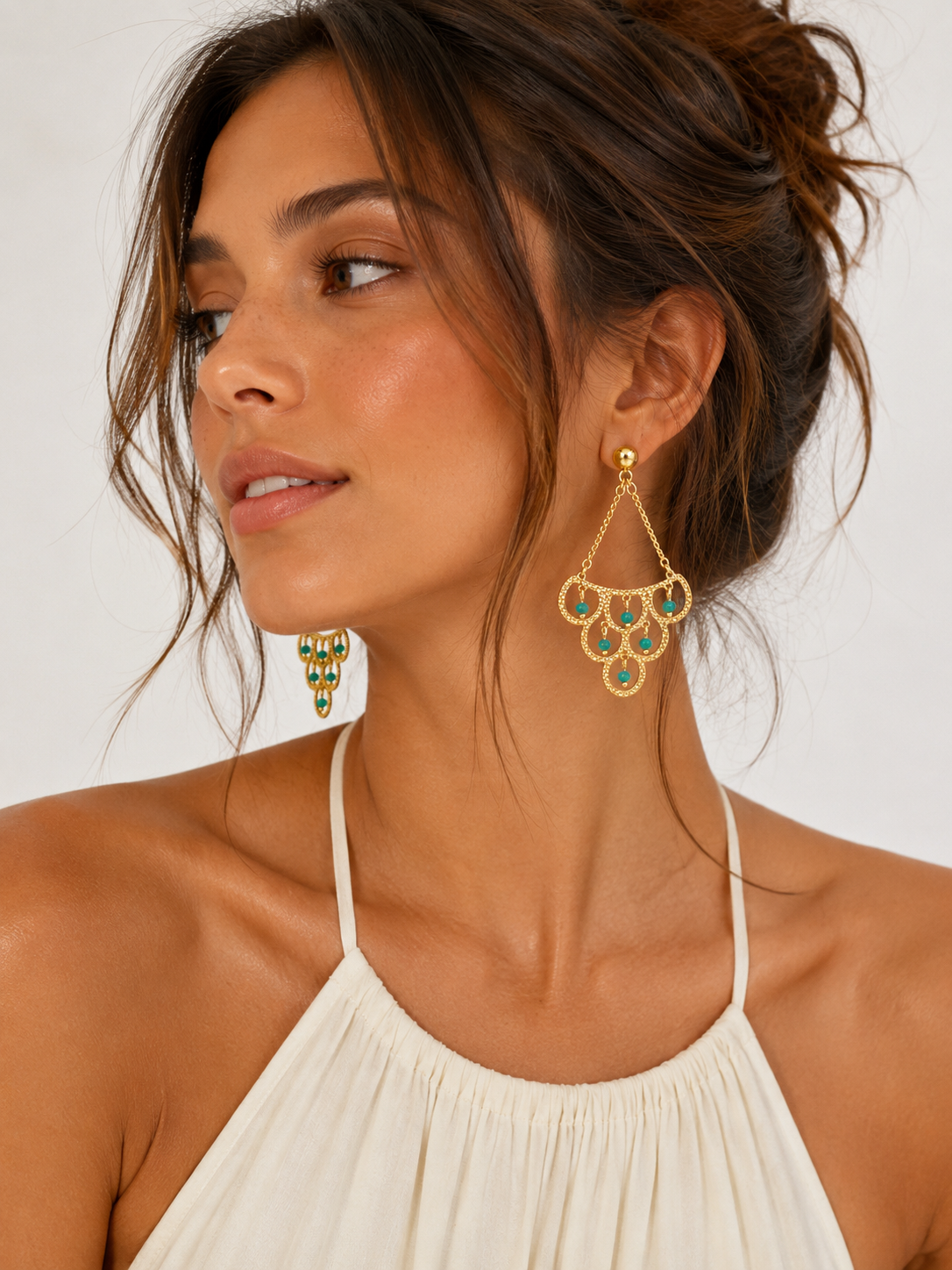 Pendientes turquesa gold