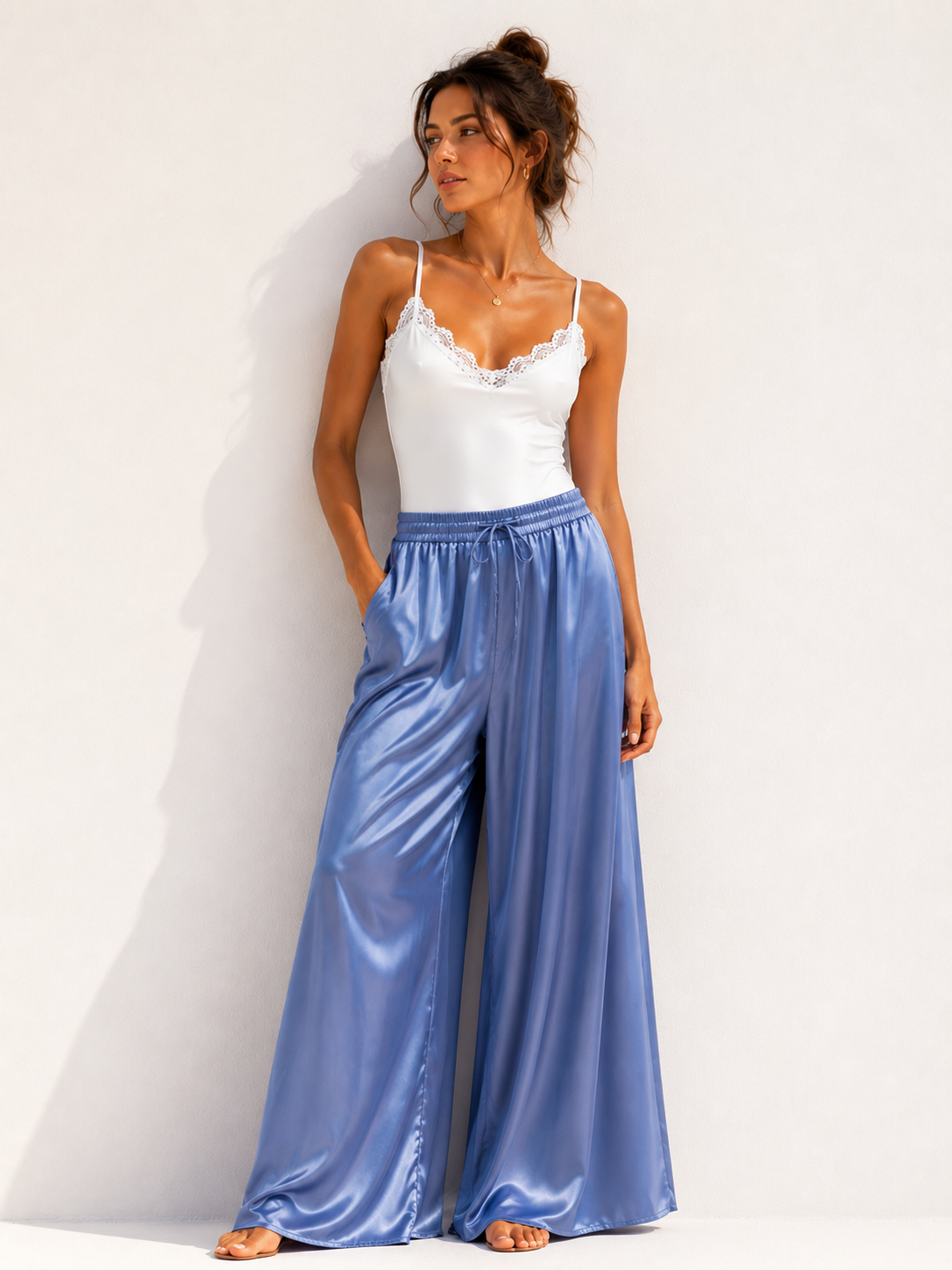 Pantalón seda blue