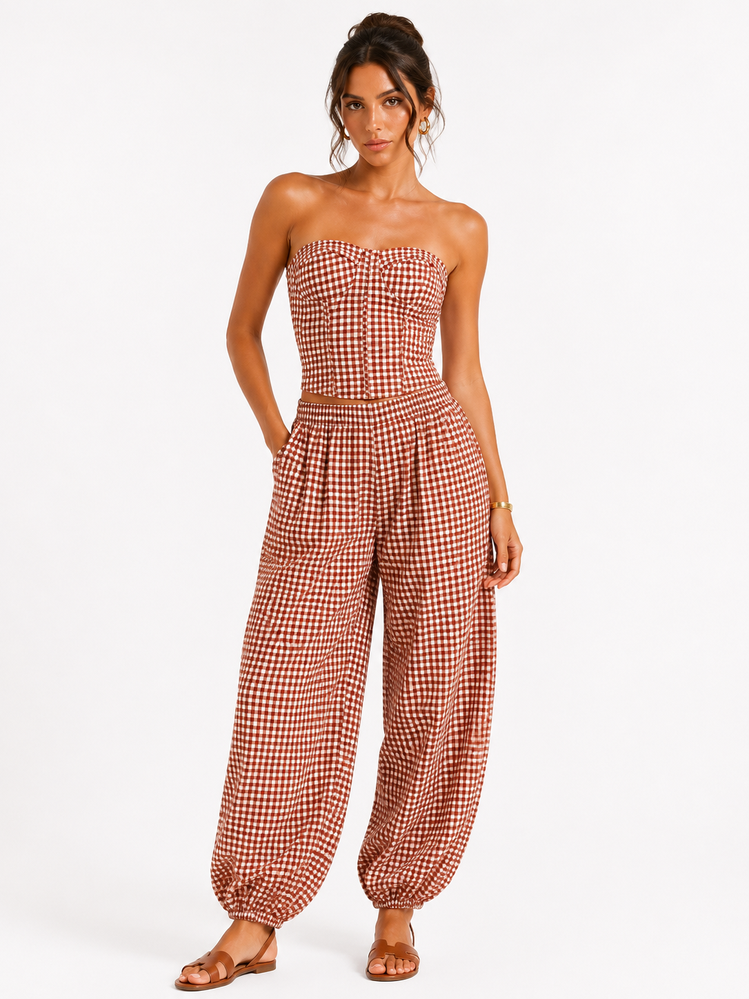 Conjunto Vichy teja