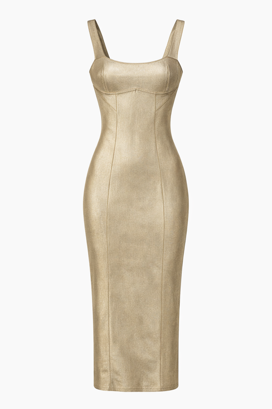 Vestido bandage gold