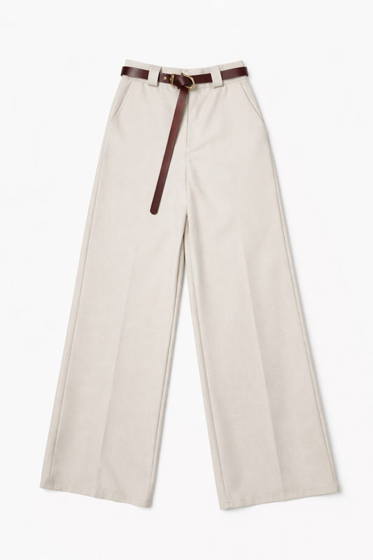 Pantalón pinza crema