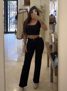 JEANS DENIM NEGRO STRASS